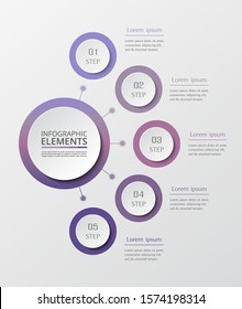 Vector de Plantilla de negocios para la presentación. Elementos Abstractas de grafico, diagrama y grafico con 5 pasos, opciones, partes o procesos. Concepto creativo para infografía.