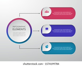 Vector business template for presentation. Abstract elements of graph, diagram and chart with 3 steps, options, parts or processes. Creative concept for infographic.