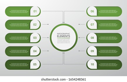 Vector business template for presentation. Abstract elements of graph, diagram and chart with 10 steps, options, parts or processes. Creative concept for infographic.