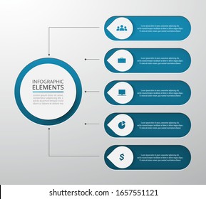 Vector business template for presentation. Abstract elements of graph, diagram and chart with 5 steps, options, parts or processes. Creative concept for infographic.