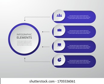 Vector business template for presentation. Abstract elements of graph, diagram and chart with 4 steps, options, parts or processes. Creative concept for infographic.