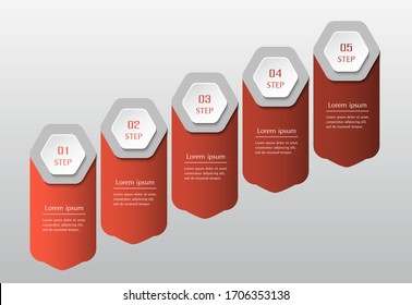 Plantilla de negocio de vectores para presentación. Elementos abstractos de gráfico, diagrama y gráfico con 5 pasos, opciones, piezas o procesos. Concepto creativo para infografía.