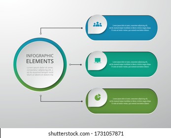 Vector business template for presentation. Abstract elements of graph, diagram and chart with 3 steps, options, parts or processes. Creative concept for infographic.