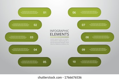Vector business template for presentation. Abstract elements of graph, diagram and chart with 10 steps, options, parts or processes. Creative concept for infographic.