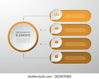 Vector business template for presentation. Abstract elements of graph, diagram and chart with 4 steps, options, parts or processes. Creative concept for infographic.