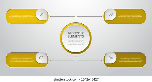 Plantilla de negocio de vectores para presentación. Resumen de elementos del gráfico, diagrama y gráfico con 4 pasos, opciones, partes o procesos. Concepto creativo para infografía.