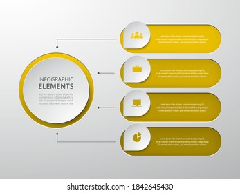 Vector business template for presentation. Abstract elements of graph, diagram and chart with 4 steps, options, parts or processes. Creative concept for infographic.
