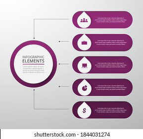 Vektorgeschäftsvorlage zur Präsentation. Abstrakte Elemente von Diagramm, Diagramm und Diagramm mit 5 Schritten, Optionen, Teilen oder Prozessen. Kreatives Konzept für Infografik.