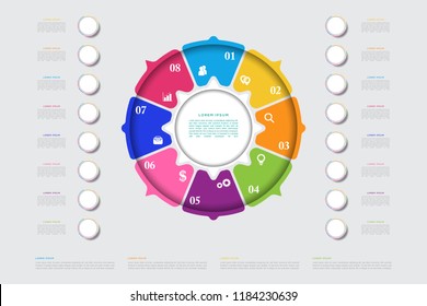 Vector business template for presentation. Modern data visualization. Abstract elements of graph, diagram with steps, 8 options, parts or processes and process chart.Creative concept for infographic