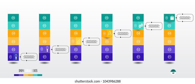 Vector business template for presentation. Process chart. Abstract elements of graph, diagram with steps, options, parts or processes. Concept for infographic. Business data visualization