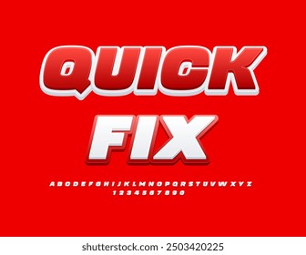 Vector business template Quick Fix. Modern Font. Bright set of Alphabet Letters and Numbers