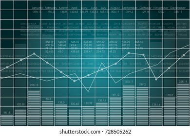 Vector business theme illustration. Background with graphs and figures.