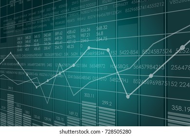 Vector business theme illustration. Background with graphs and figures. A digital panel with a distorted perspective.