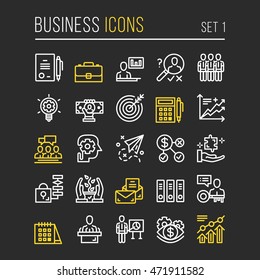 Vector business thin line icons set