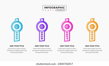 Vector business timeline infographic design template with 4 steps or options