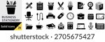Vector business tools silhouette icon set