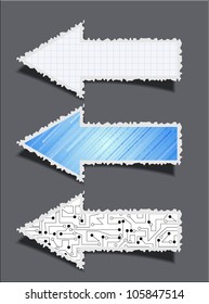 Vector business torn arrow set on grey background. Eps 10