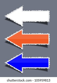 Vector business torn arrow set on grey background. Eps10