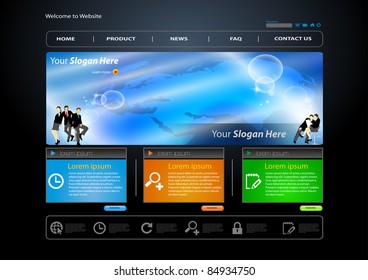 Vector business web site template with business human