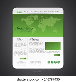 Vector Business Website Design Template with World Map