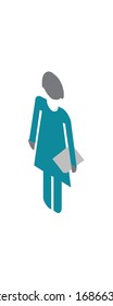 vector business woman with folder in hand for office