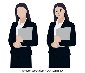 vector business woman holding blank sign png