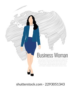 Vector business woman illustration, A tall lady walking illustration, Vector Business icon graphics