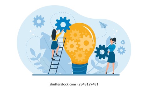Vector of business women working on a successful strategy to create a new startup