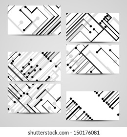 Vector business-card  set for your design, circuit board Illustration.