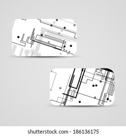 Vector business-card  set for your design, circuit board Illustration.