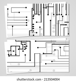 Vector business-card  set for your design, circuit board Illustration.