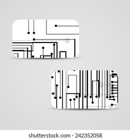 Vector business-card  set for your design, circuit board Illustration.