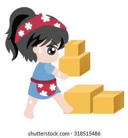 vector for business,maid holding crate,flat design