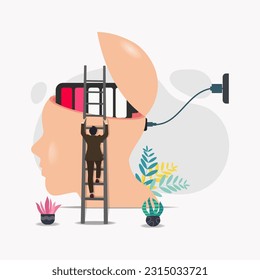 Gehirnaufladung für Vektorunternehmer, Niedrigkostenenergie für müde, überarbeitete oder gestresste Illustration