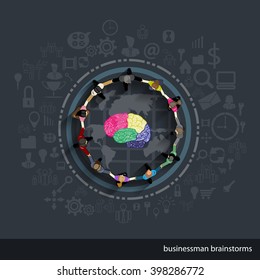 Vector Businessman brainstorming