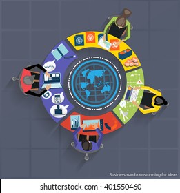 Vector Businessman brainstorming for ideas