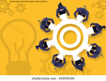 Vector businessman brainstorming for ideas  creativity flat design