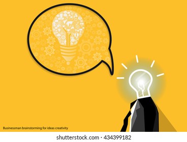 Vector businessman brainstorming for ideas creativity flat design