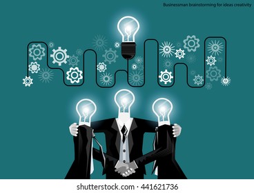 Vector businessman brainstorming for ideas creativity flat design