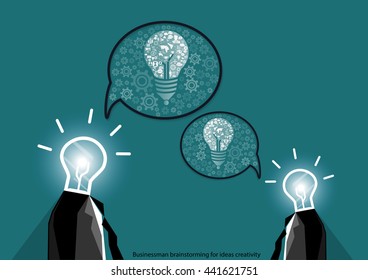 Vector businessman brainstorming for ideas creativity flat design