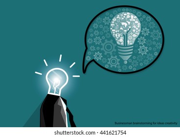 Vector businessman brainstorming for ideas creativity flat design