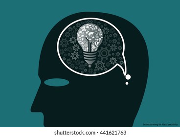 Vector businessman brainstorming for ideas creativity flat design