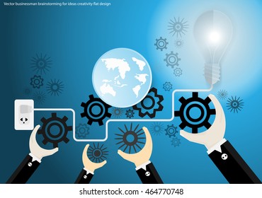 Vector businessman brainstorming for ideas creativity flat design