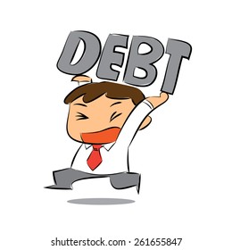 Vector Businessman Carrying Debt Over Head
