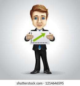 Vector businessman cartoon character. Height rate.