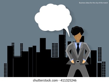 Vector businessman in the city successful