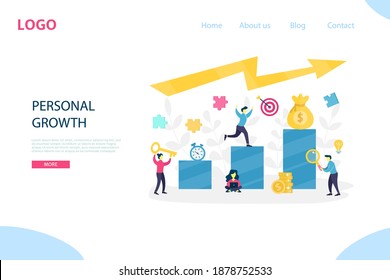 Vector businessman climbing up the column of columns, move up motivation. Business people running down to the goal on the stairs. Partnership, leadership or team work concept. Flat illustration