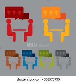 Vector : Businessman Discussion, Brainstorming, Exchange Idea Infographics Flat Icon, Sign 