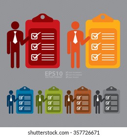 Vector : Businessman With To Do List Document Infographics Flat Icon, Sign