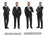 vector businessman doing different actions